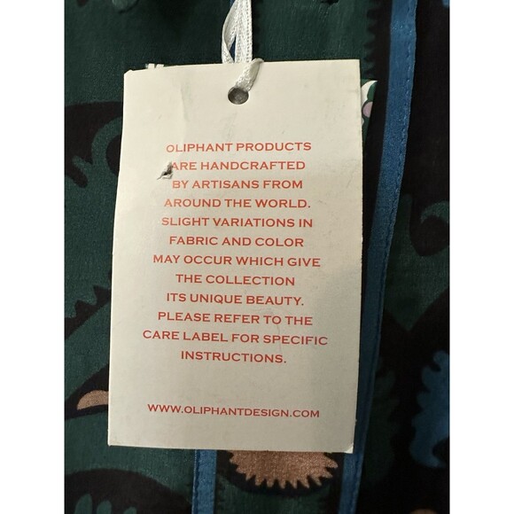 NEW Oliphant Womens Size Medium Button Down Blue & Teal Uzbek Printed Blouse - Picture 7 of 9